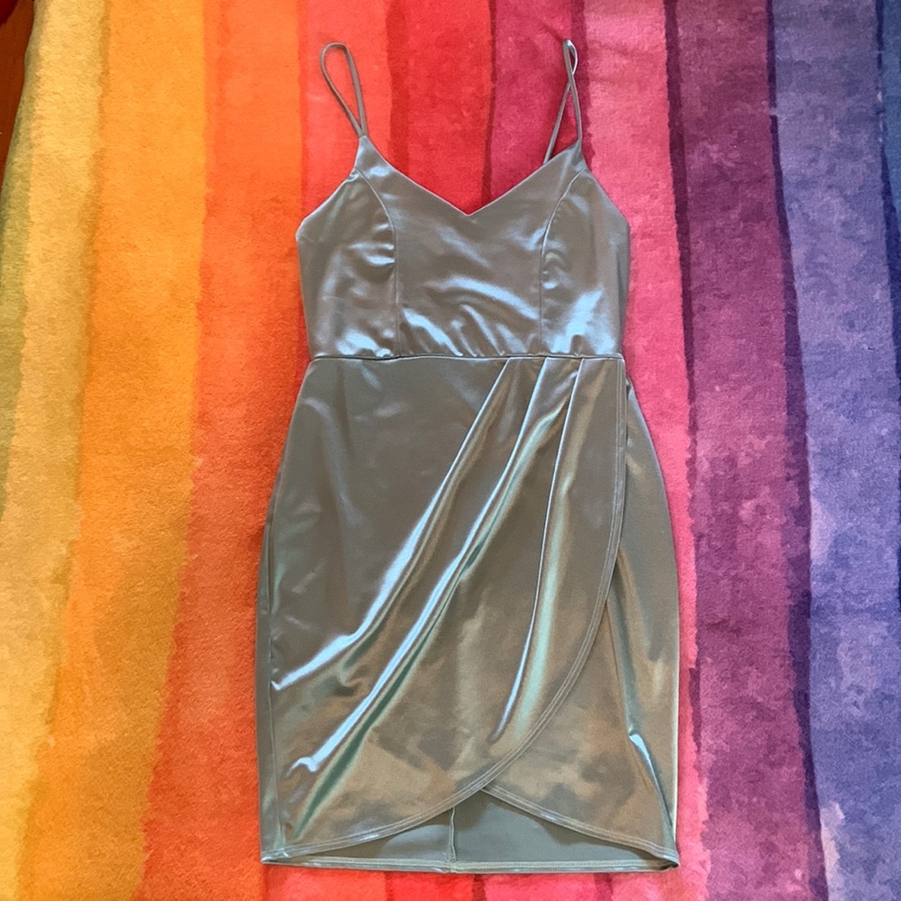 Forever Your Girl Mint Blue Satin Bodycon Dress